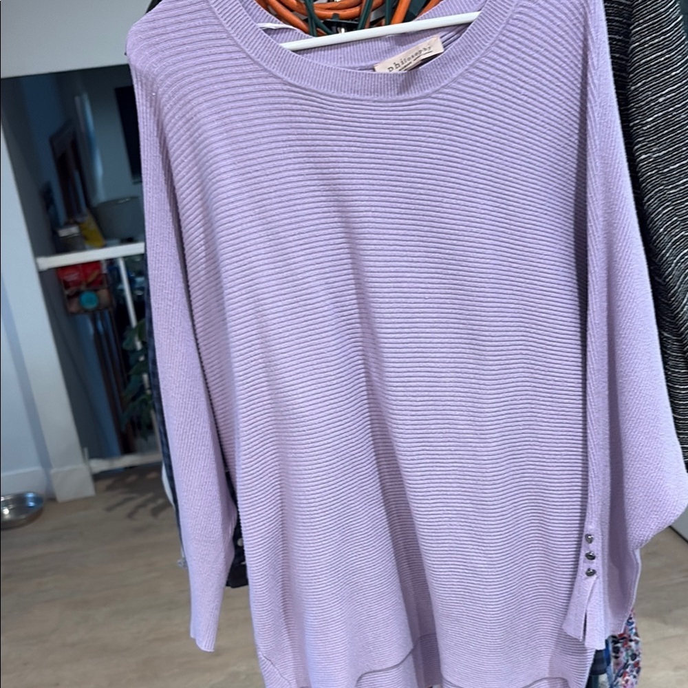 Philosophy Purple Ribbed Relaxed Blouse